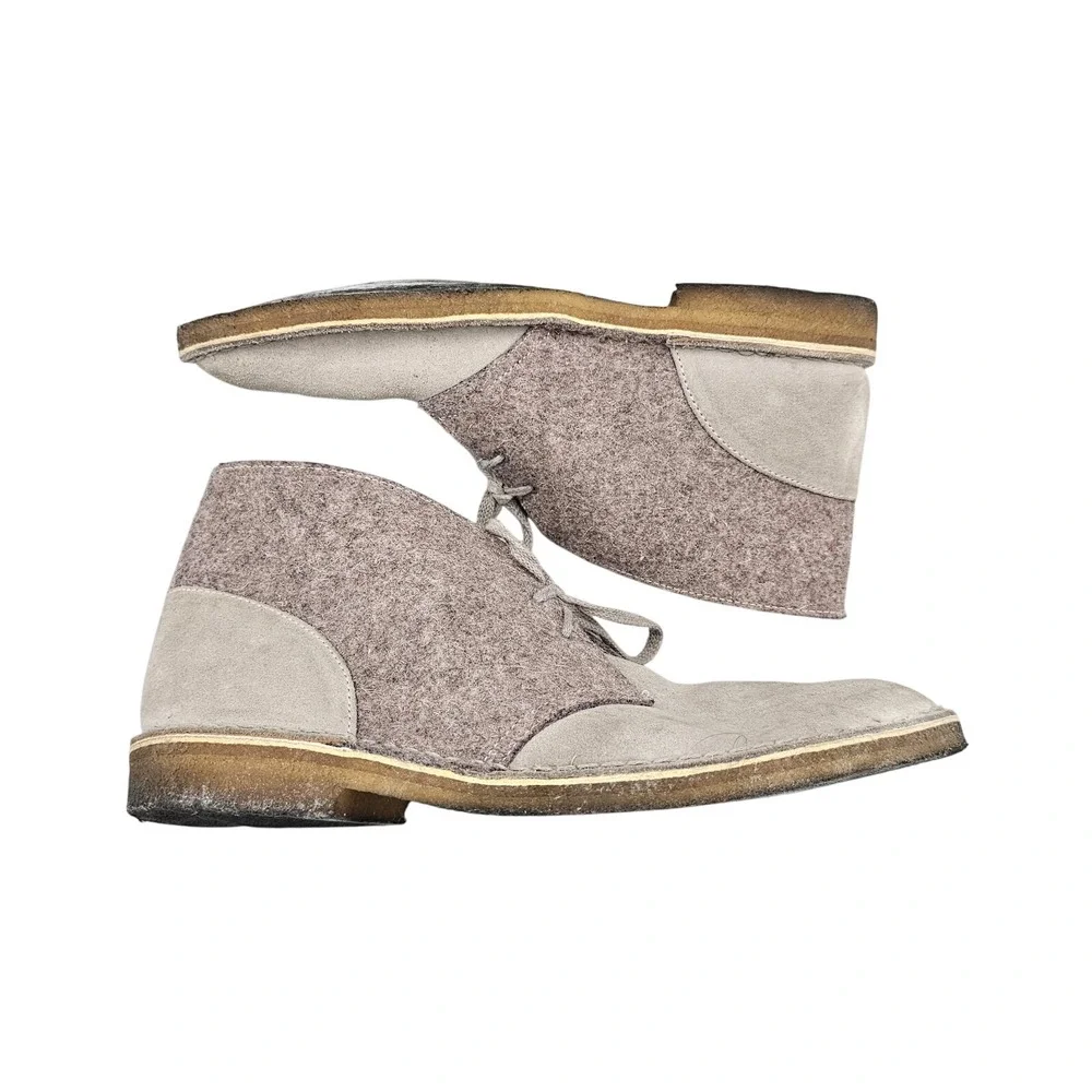 Clarks Mens Size 13 M US GUC Grey Felt & Suede Crepe Outsole Chukka Desert Boots